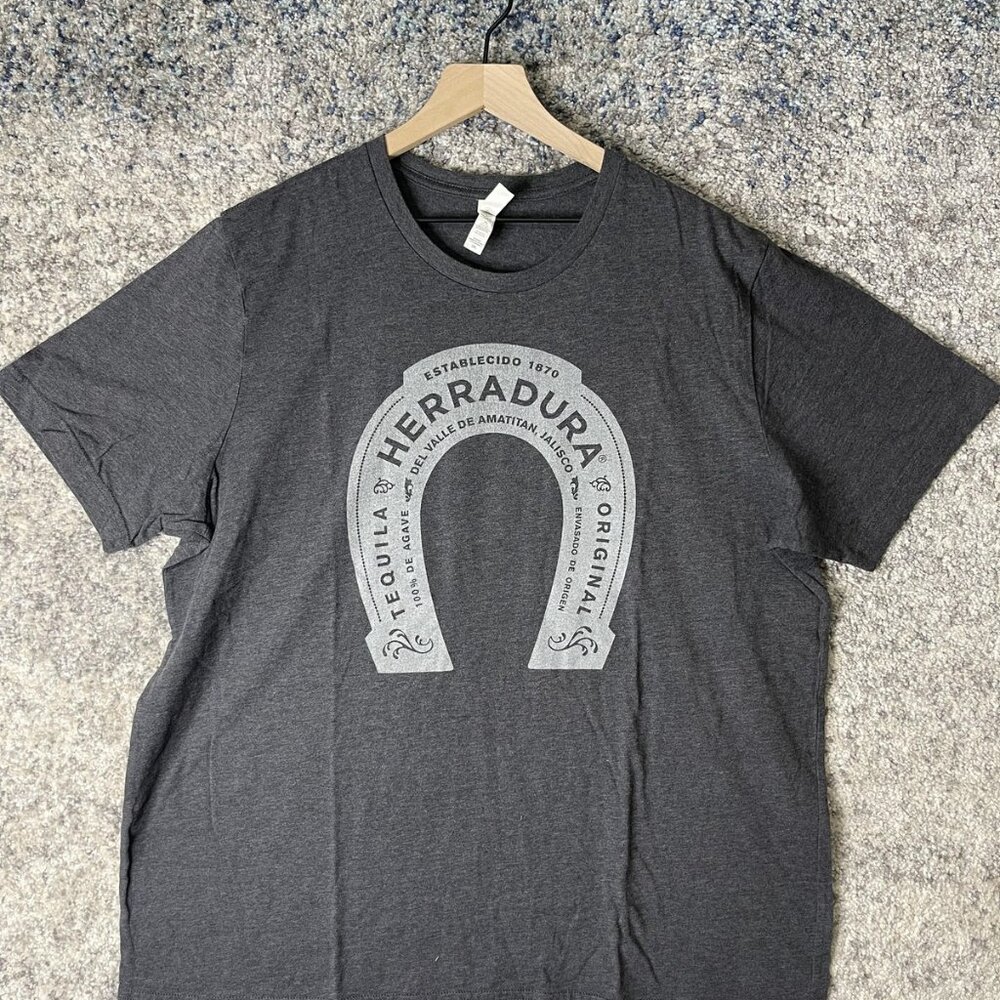 Herradura‎ Tequila Shirt Mens 2XL Charcoal Heather Horseshoe Graphic Advertising